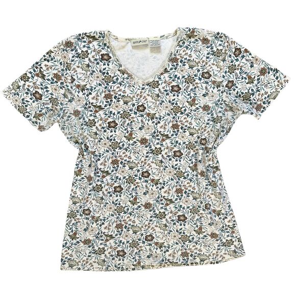 White Stag Tops - White Stag Floral Top XL Cotton Short Sleeve Casual Cottagecore Vintage Style
